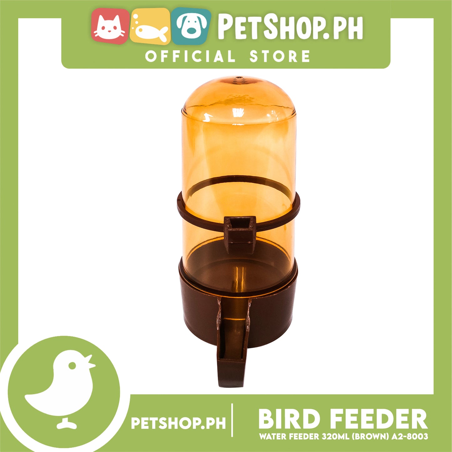 Jumbo Bird Water Feeder 320ml (Brown) Automatic Bird Water Feeder, Water Dispenser For Cage