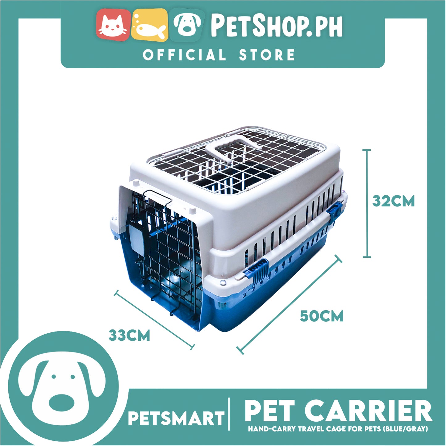 Pet Carrier, Pet Travel Cage With Carrying Handle KNO-206 SW-J0017 (Gray Blue Color)