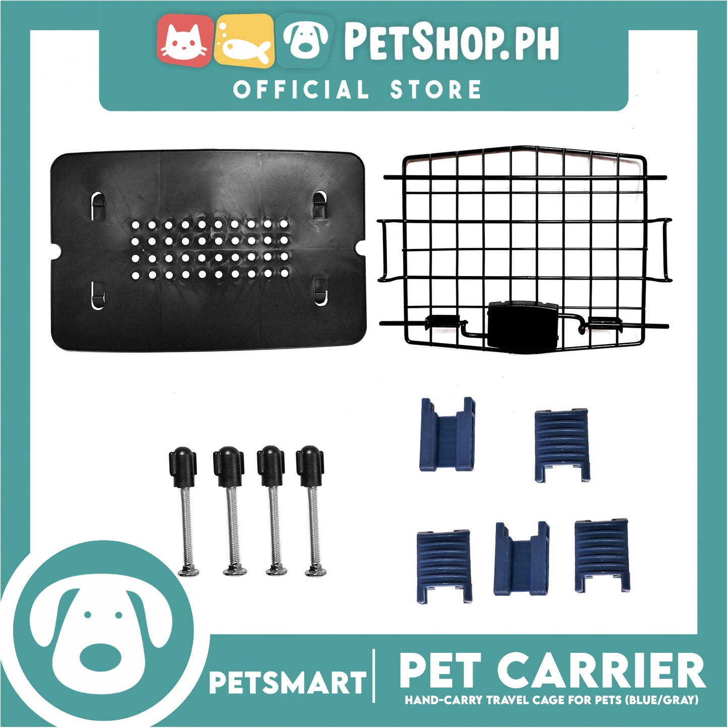 Pet Carrier Pet Travel Cage With Carrying Handle KNO-206 SW-J0018 (Gray Blue Color)