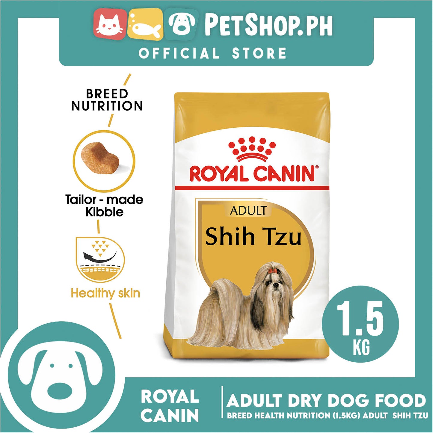 Royal Canin Shih Tzu Adult (1.5kg) Dry Dog Food - Breed Health Nutrition