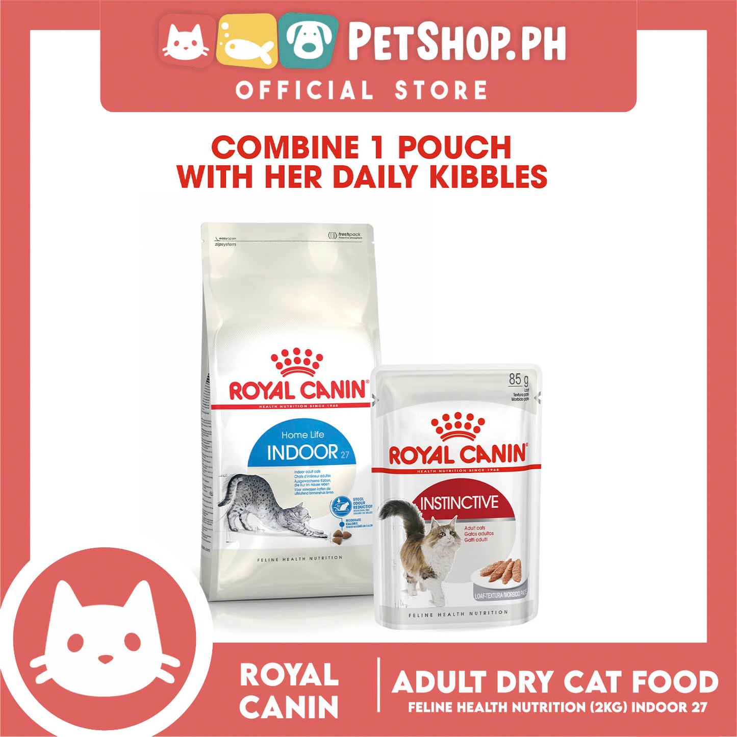 Royal Canin Indoor 27 (2kg) Adult Dry Cat Food - Feline Health Nutrition