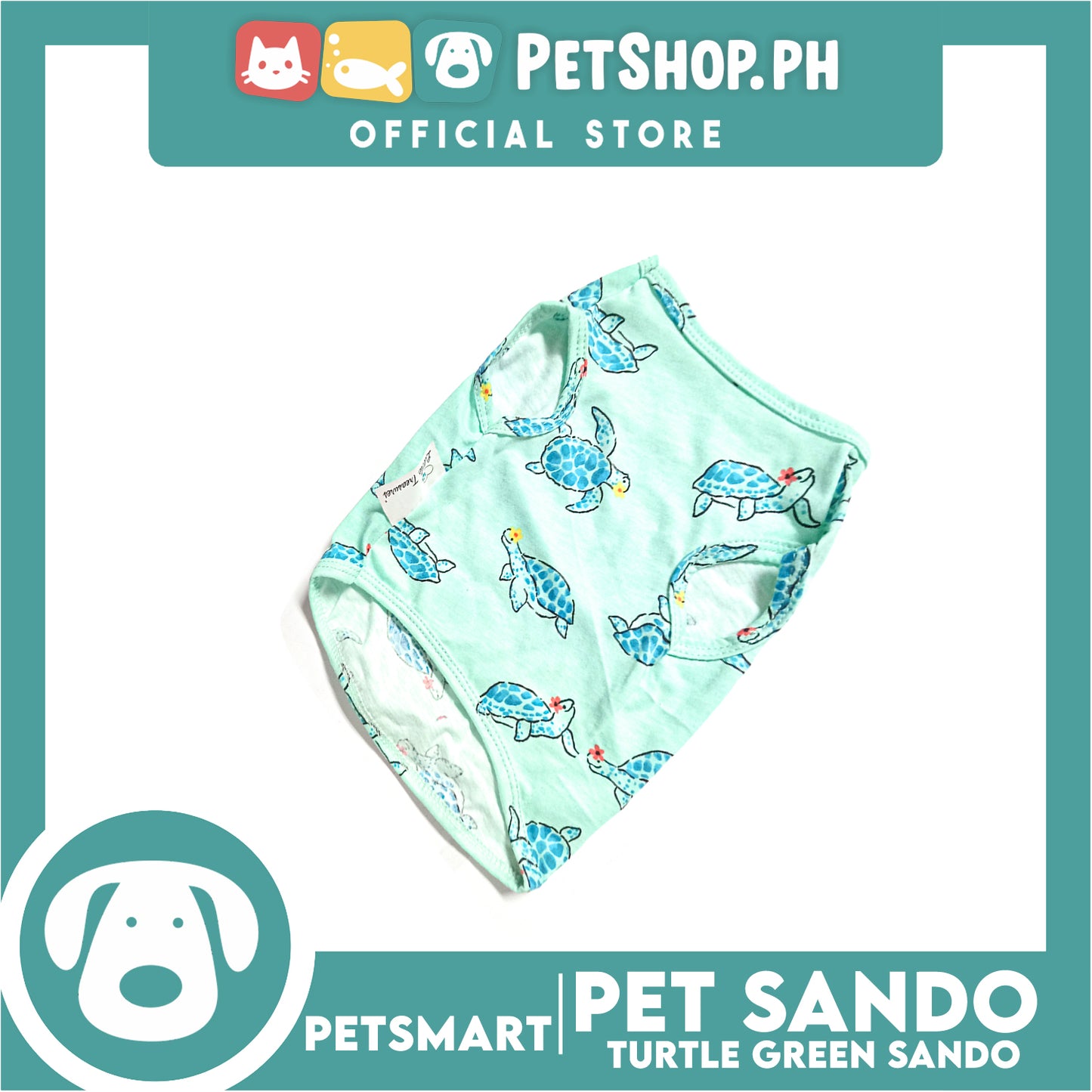 Pet Sando Apparel Turtle Green Sando DG-CTN126S (Small) Perfect Fit For Dogs And Cats, Pet Clothes, Soft and Comfortable Pet Clothing
