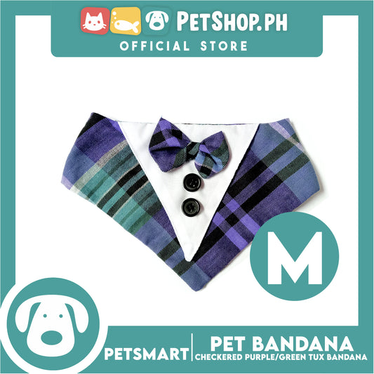 Pet Bandana Collar Scarf Checkered Purple Green Tux Bandana DB-CTN33M (Medium)