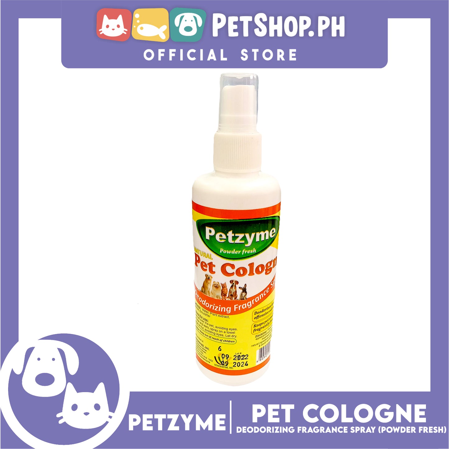 Petzyme Natural Pet Cologne 100ml Deodorizing Fragrance Pets Spray