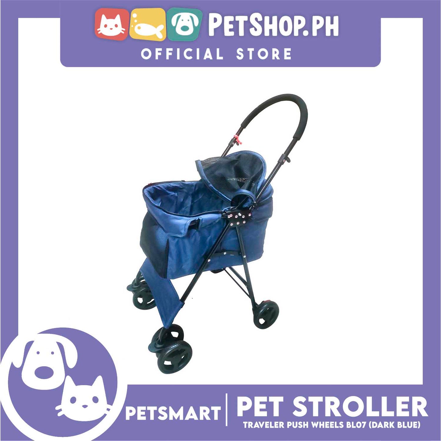Pet Stroller Traveler Push Wheels BL07 (Dark Blue)