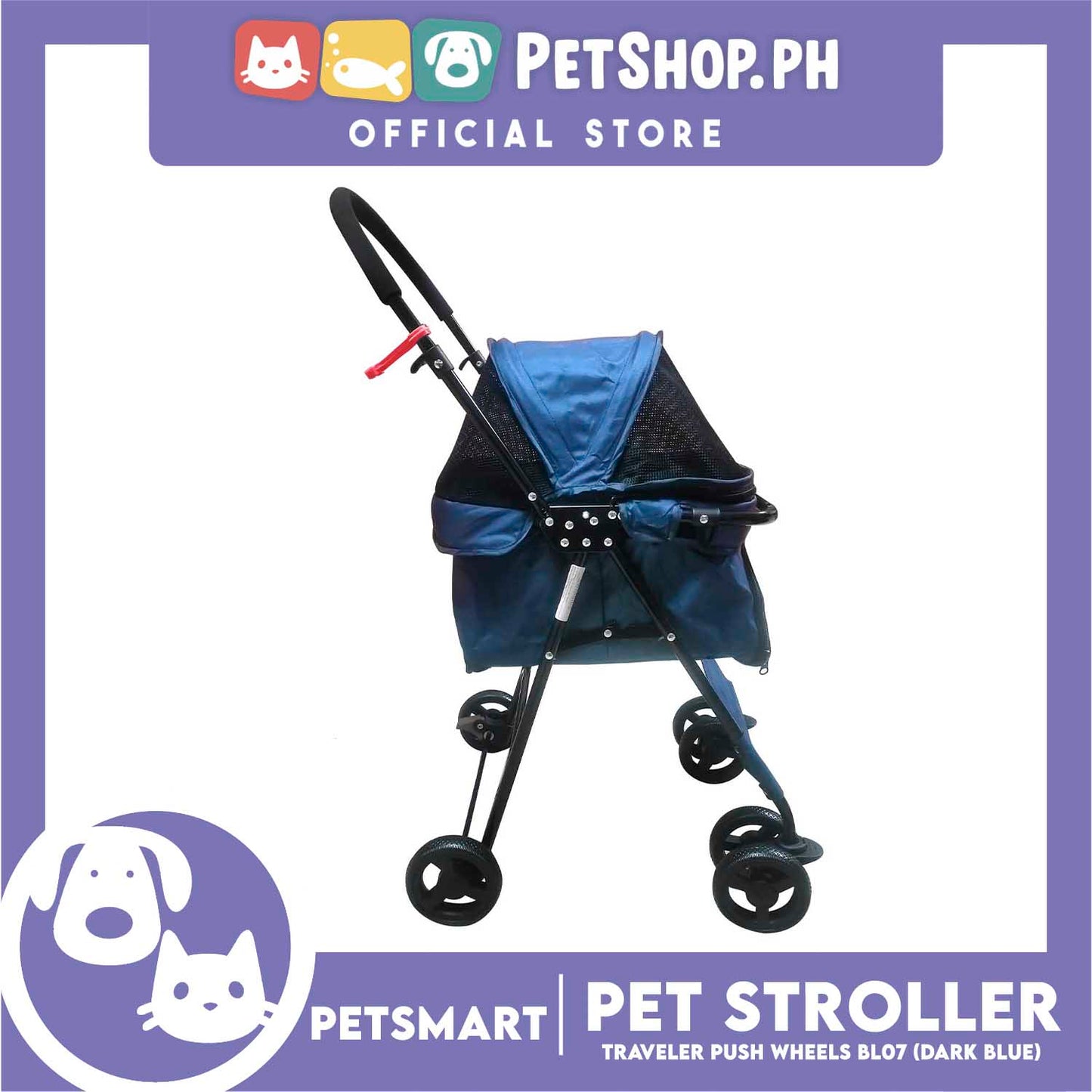 Pet Stroller Traveler Push Wheels BL07 (Dark Blue)