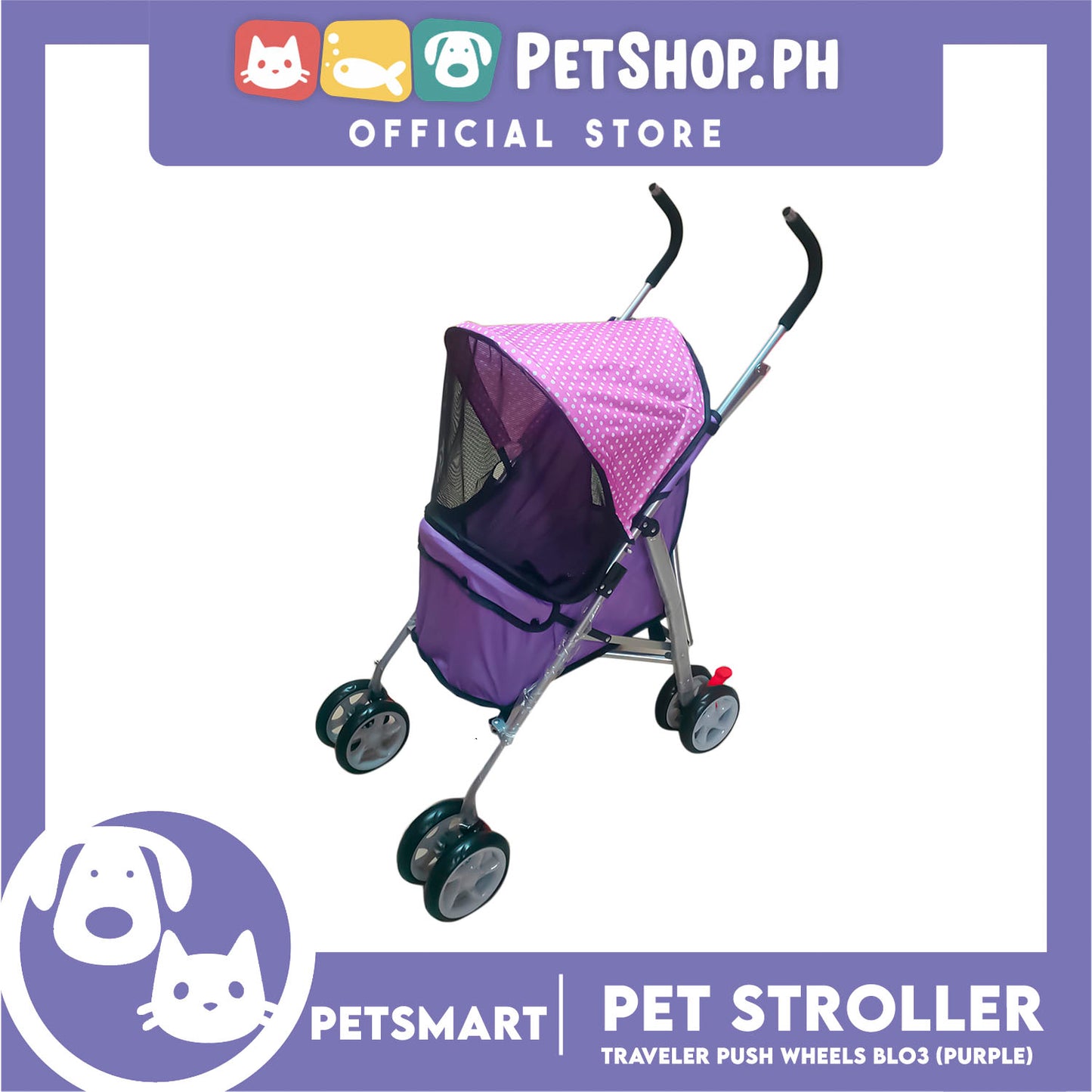 Pet Stroller Traveler Push Wheels BL03 (Purple)