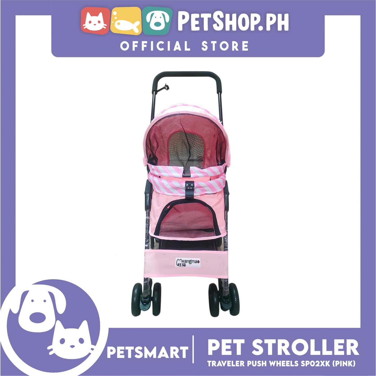 Pet Stroller Traveler Push Wheels SP02XK (Pink)