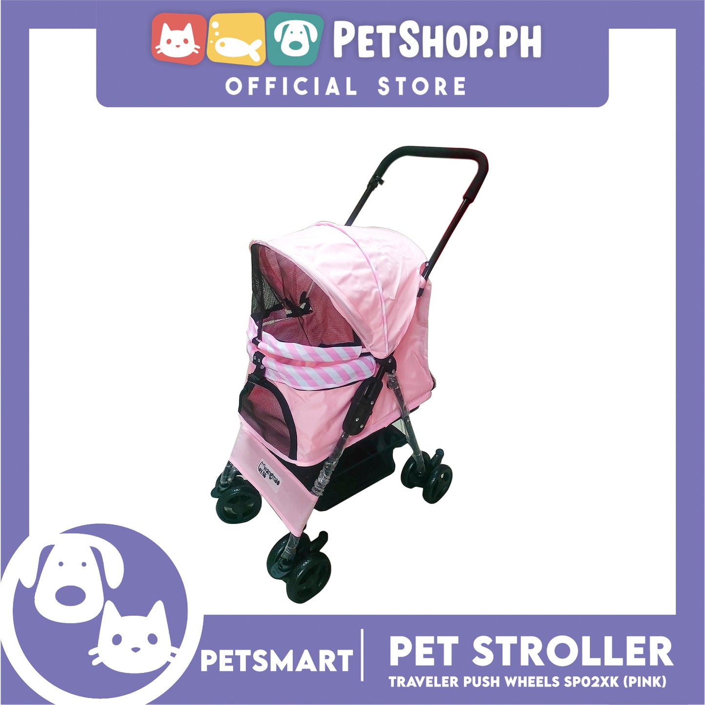 Pet Stroller Traveler Push Wheels SP02XK (Pink)