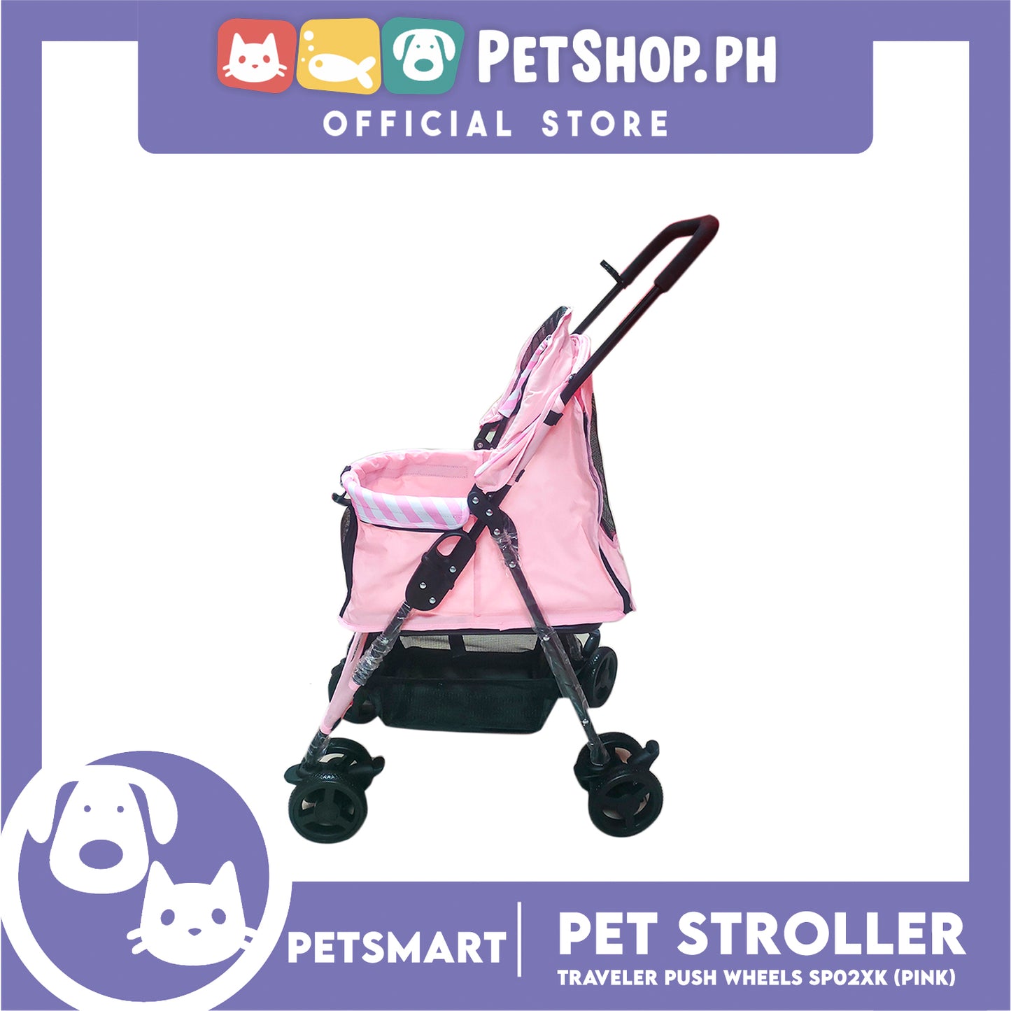 Pet Stroller Traveler Push Wheels SP02XK (Pink)