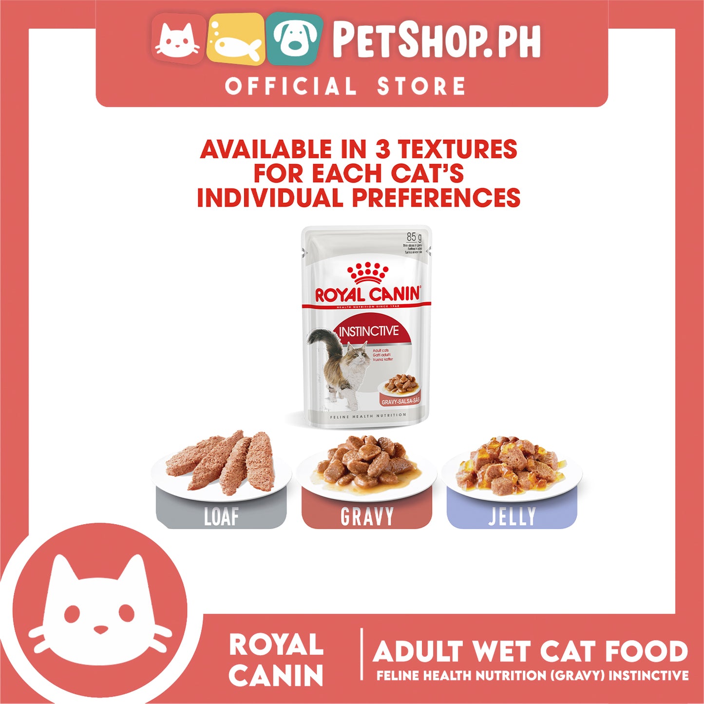 Royal Canin Instinctive Gravy (85g x 12) Adult Wet Cat Food - Feline Health Nutrition