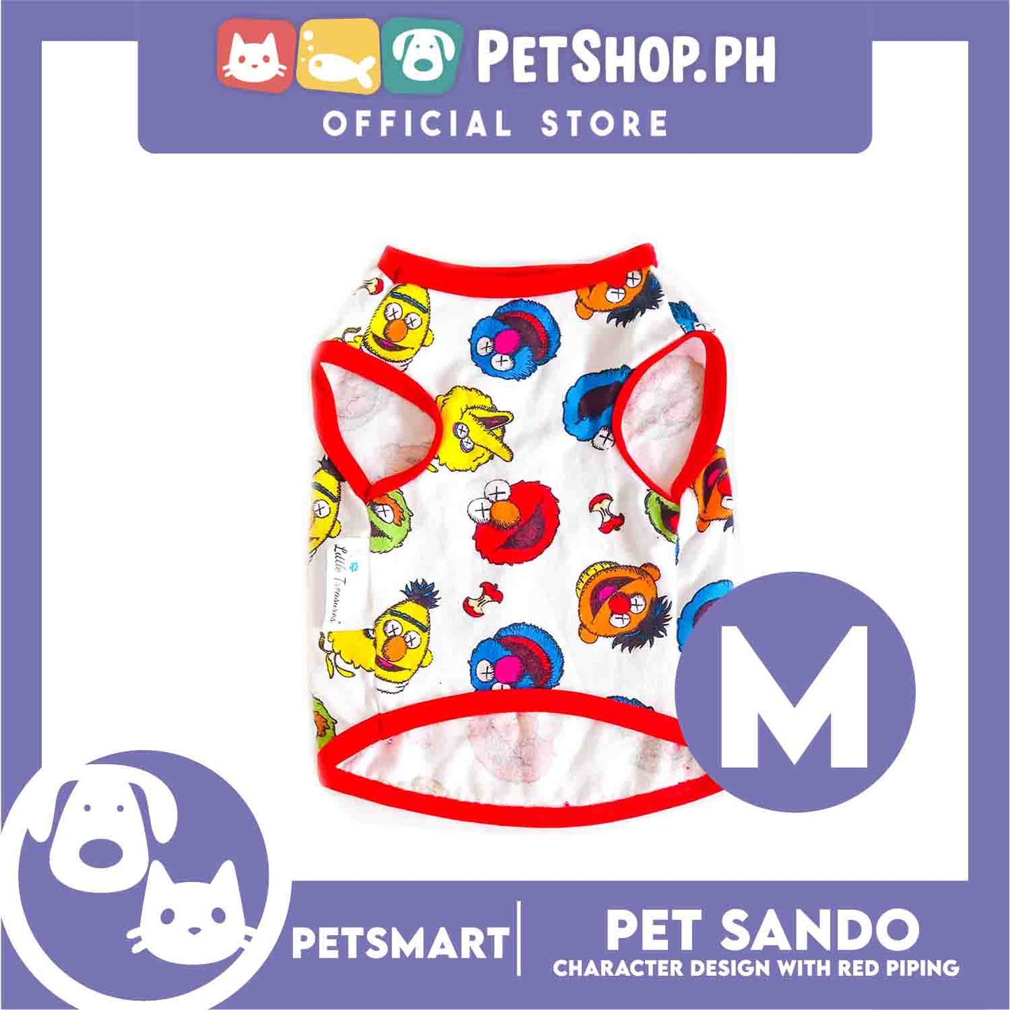 Pet Sando Clothes, Character Design With Red Piping DG-CTN129M (Medium)