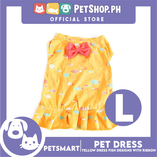 Pet Dress Clothes, Yellow Color Fish Design With Ribbon DG-CTN135L (Large)