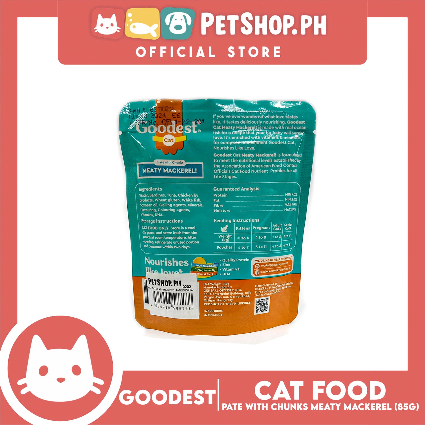 Goodest Cat Meaty Mackerel Pate With Chunks 85g Wet Cat Food