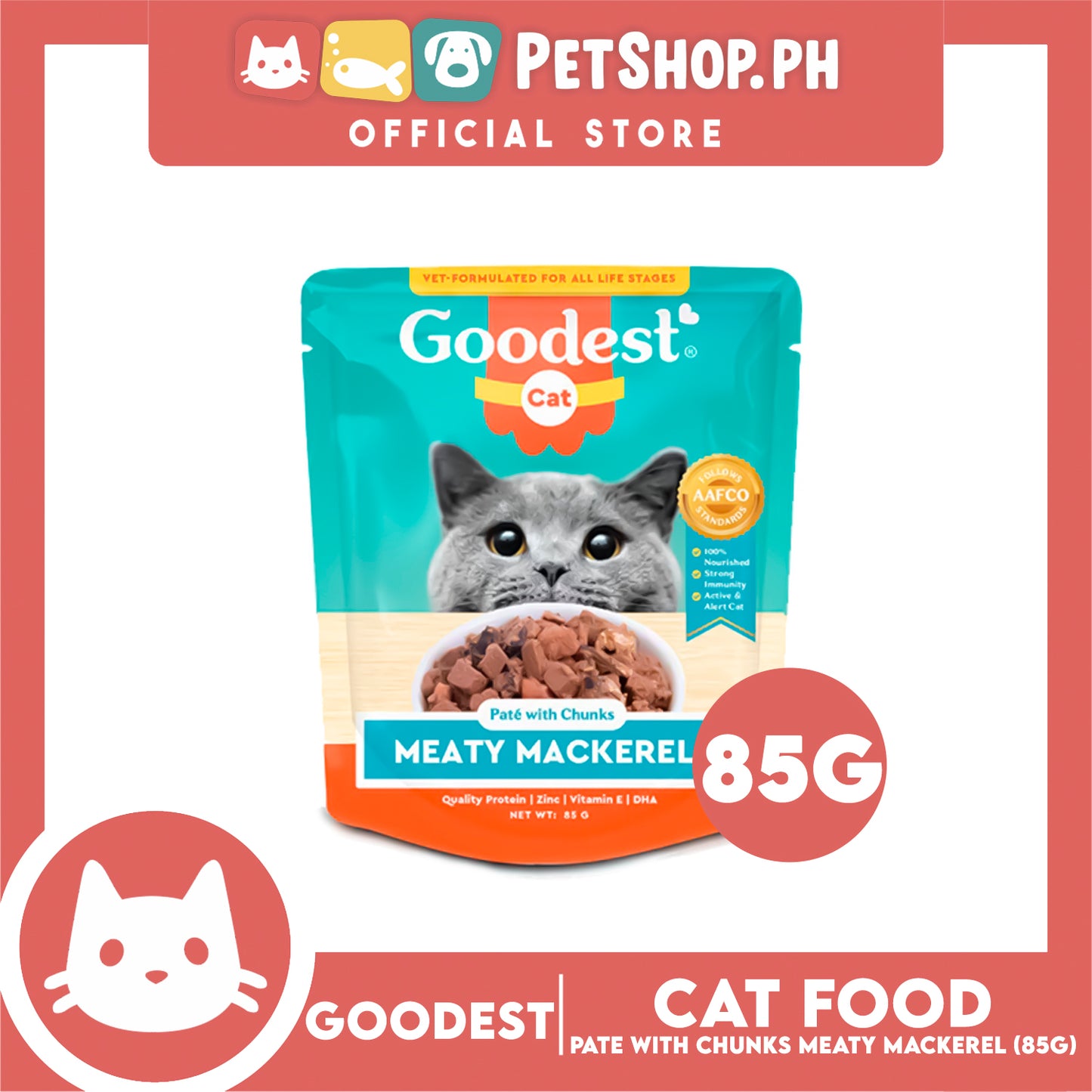 Goodest Cat Meaty Mackerel Pate With Chunks 85g Wet Cat Food