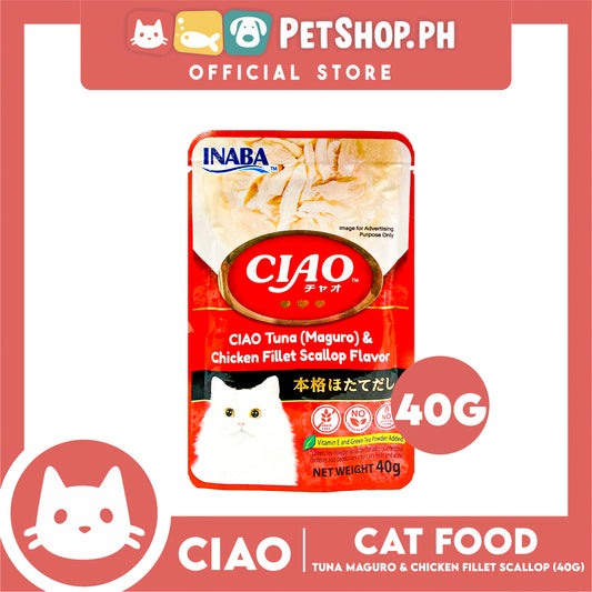 Ciao Tuna (Maguro) And Chicken Fillet Scallop Flavor 40g (IC-201) Cat Wet Food