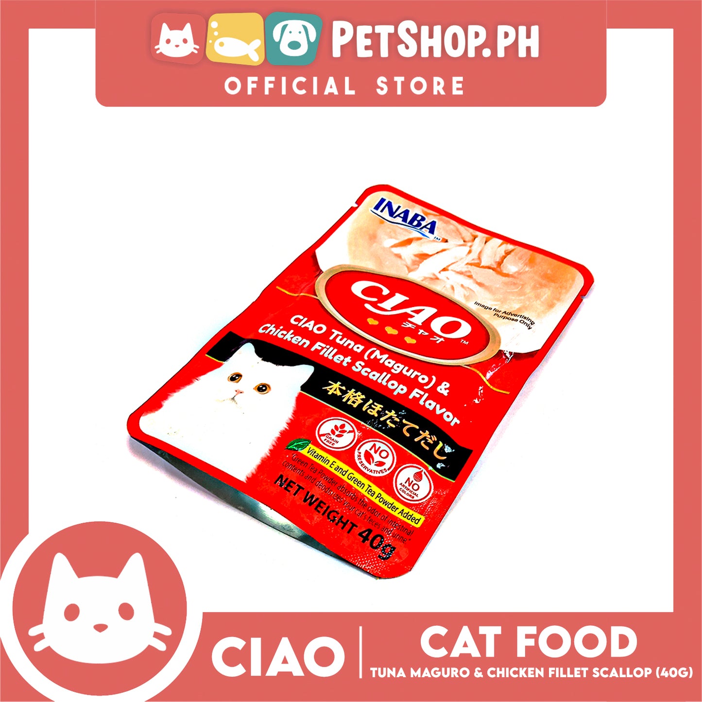 Ciao Tuna (Maguro) And Chicken Fillet Scallop Flavor 40g (IC-201) Cat Wet Food