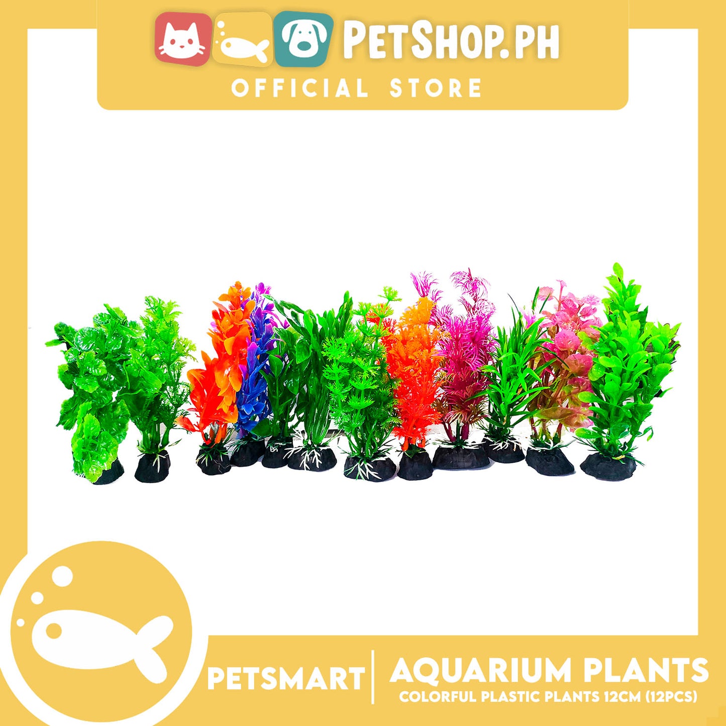 12cm Plastic Plants (1 Pack) For Aquarium, Artificial Water Grass Plants Set Of 12pcs (Assorted Designs And Colors) Aquarium Plant Ornament Decoration Accessories