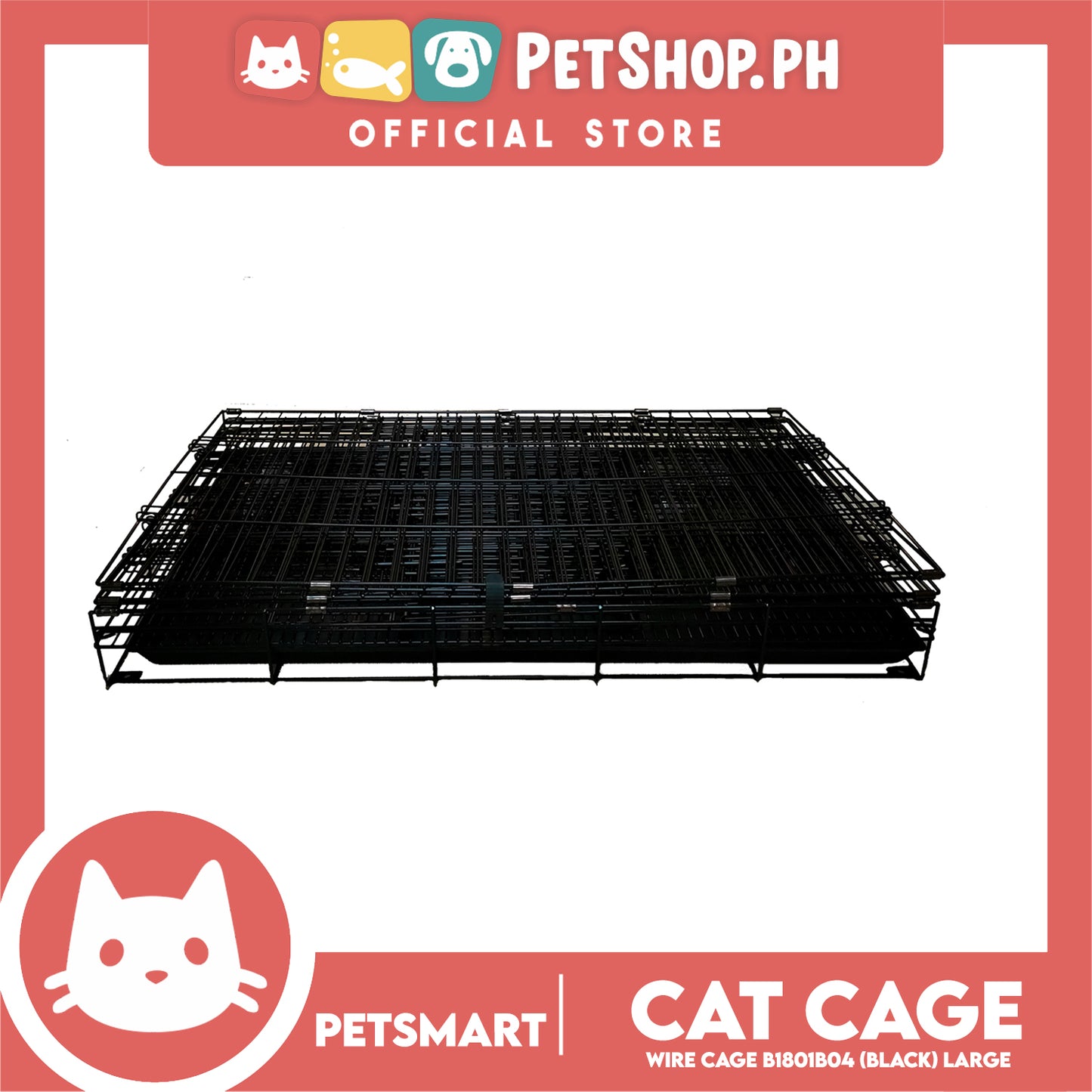 Cat Cage B1801B04 (Black) Wire Flooring, Painted Black Wire Cage, Comes With Tray Underneath 92cm x 55.5cm x 120cm Pet Cage, Pet House