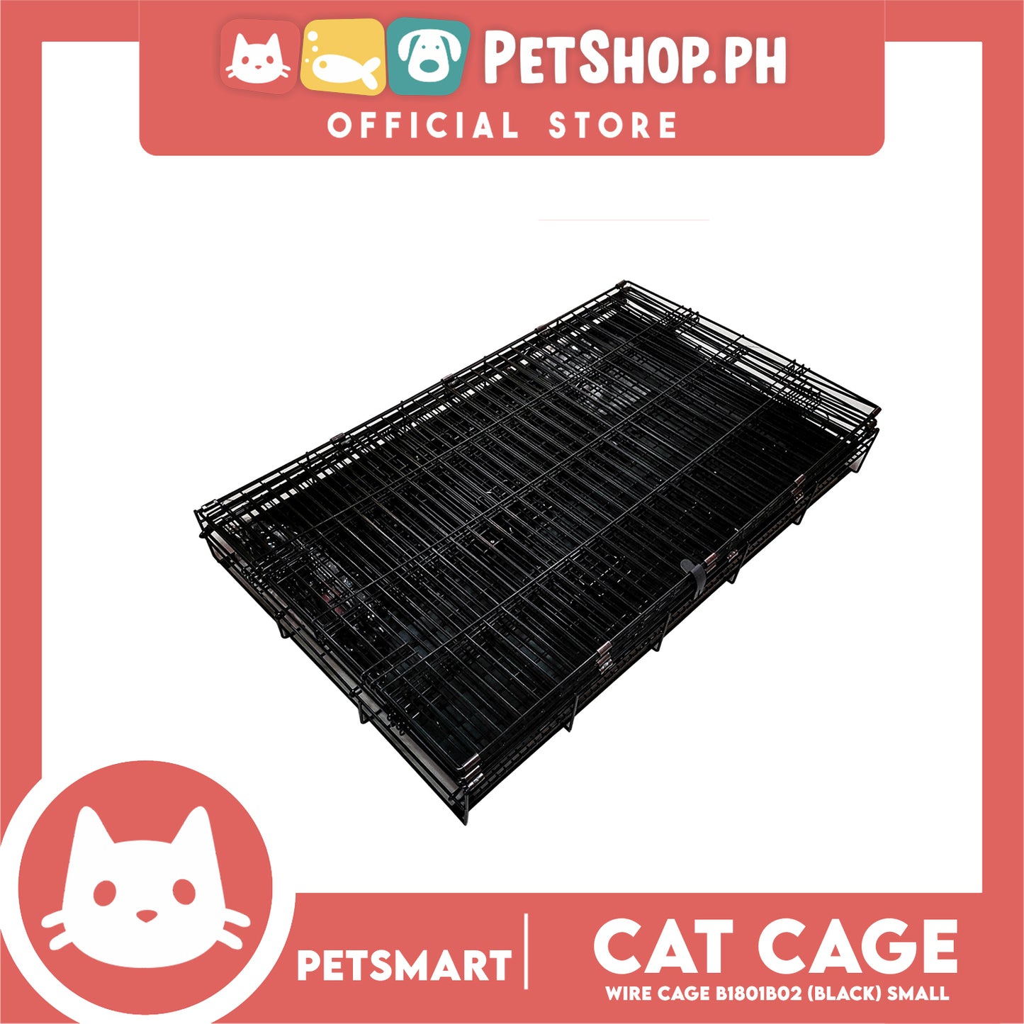 Cat Cage B1801B02 (Black) Wire Flooring, Painted Black Wire Cage, Comes With Tray Underneath 60cm x 43cm x 100cm Pet Cage, Pet House