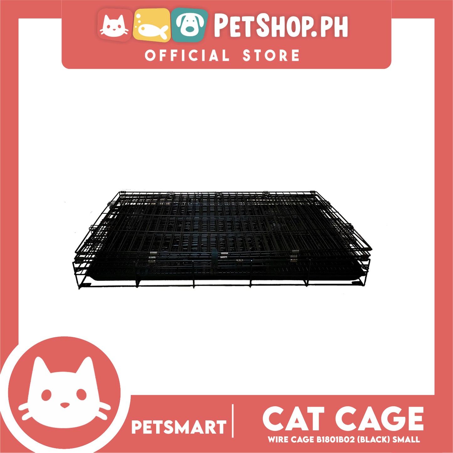 Cat Cage B1801B02 (Black) Wire Flooring, Painted Black Wire Cage, Comes With Tray Underneath 60cm x 43cm x 100cm Pet Cage, Pet House