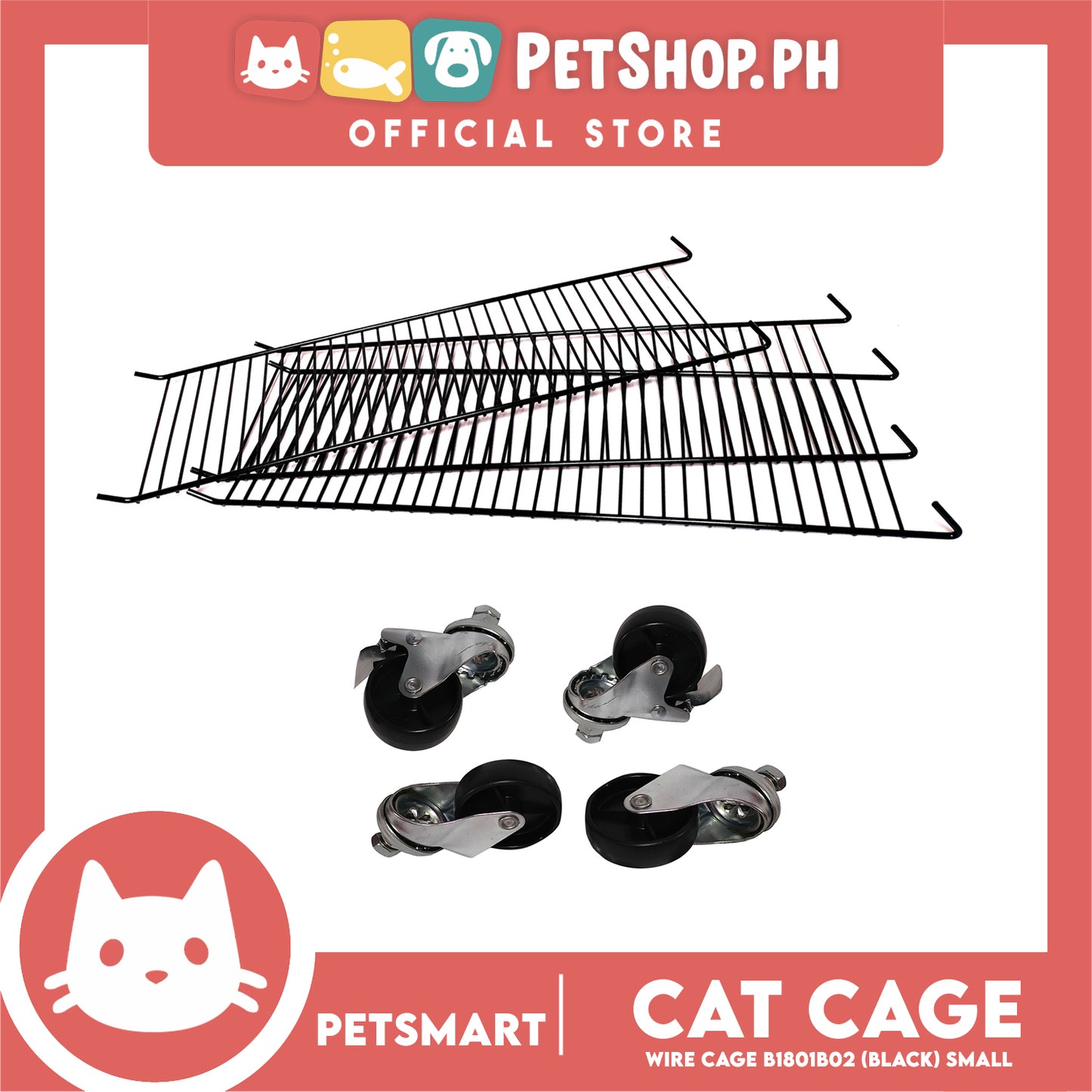 Cat Cage B1801B02 (Black) Wire Flooring, Painted Black Wire Cage, Comes With Tray Underneath 60cm x 43cm x 100cm Pet Cage, Pet House