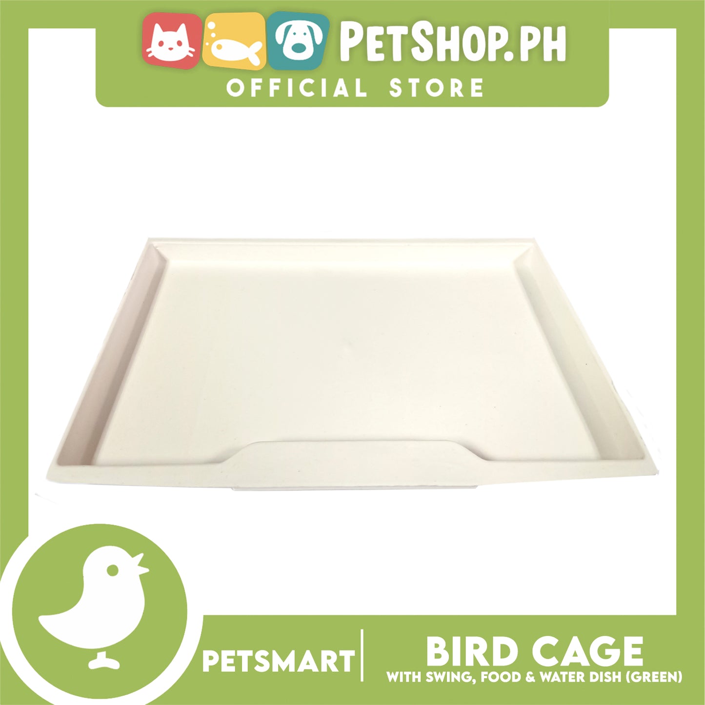 Bird Cage with Swing, Food and Water Dish (1000) Green Color, 30cm x 23cm x 40cm