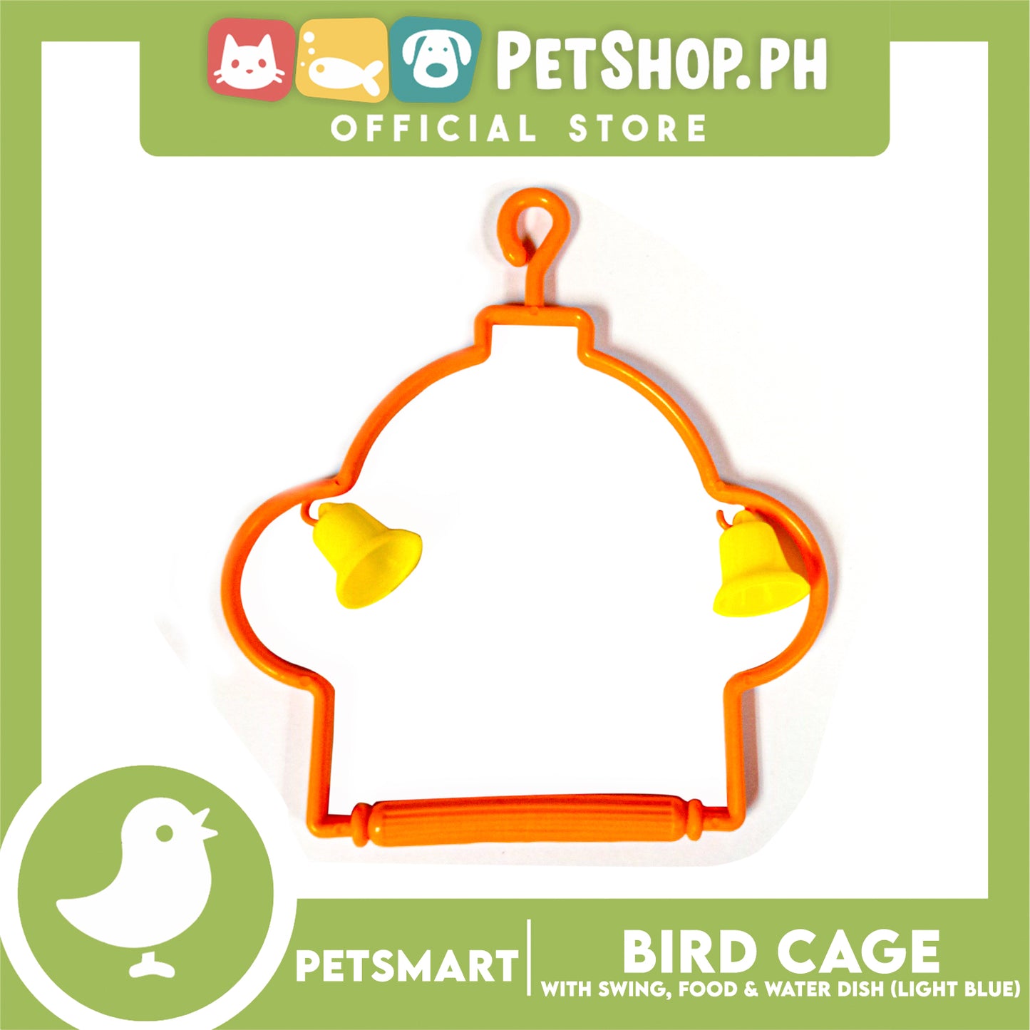 Bird Cage with Swing, Food and Water Dish (1001) Light Blue Color, 30cm x 23cm x 40cm