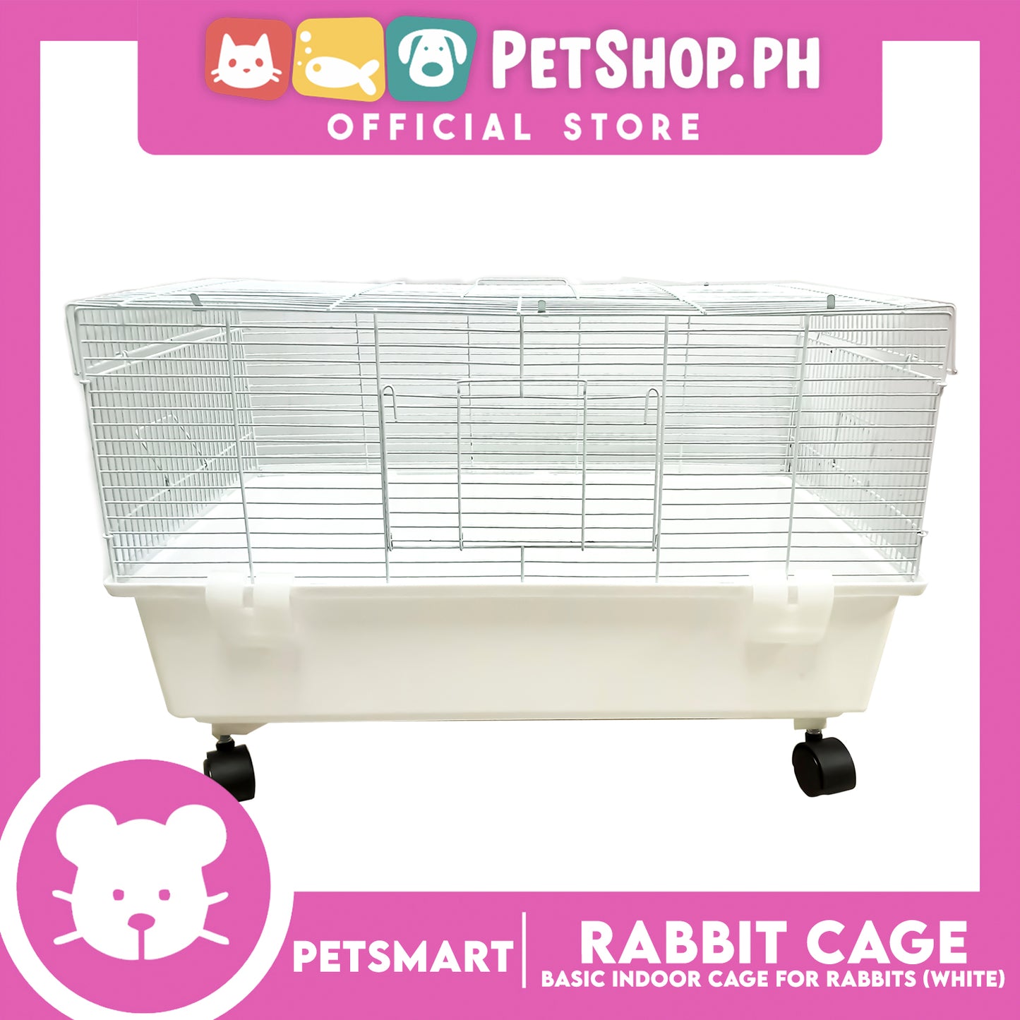 Rabbit Cage, Basic Indoor Cage For Pets (F16004) White Color, 60cm x 38cm x 40cm