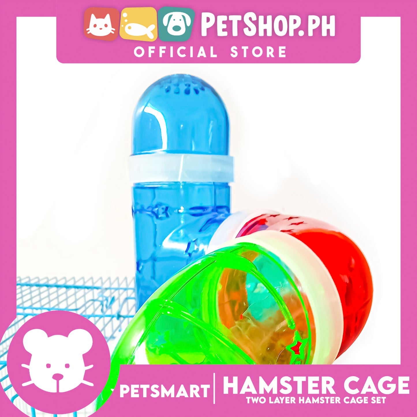 Hamster Cage (M021) Two Layer Hamster Cage Set 35cm x 28cm x 40cm
