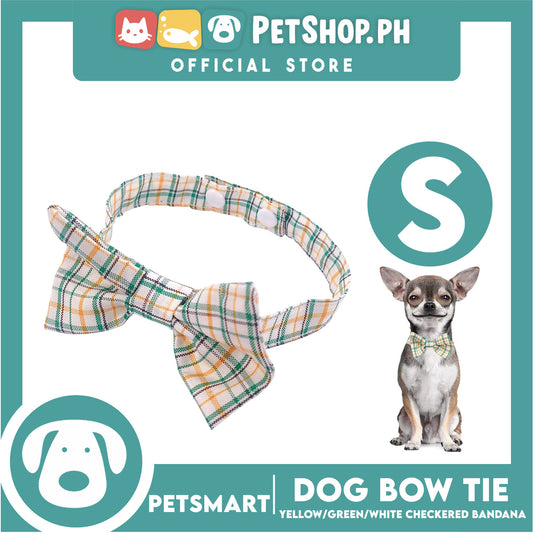 Pet Bow Tie Bandana Checkered Design, Yellow Green White Color DB-CTN36S (Small) Perfect Fit For Dogs And Cats