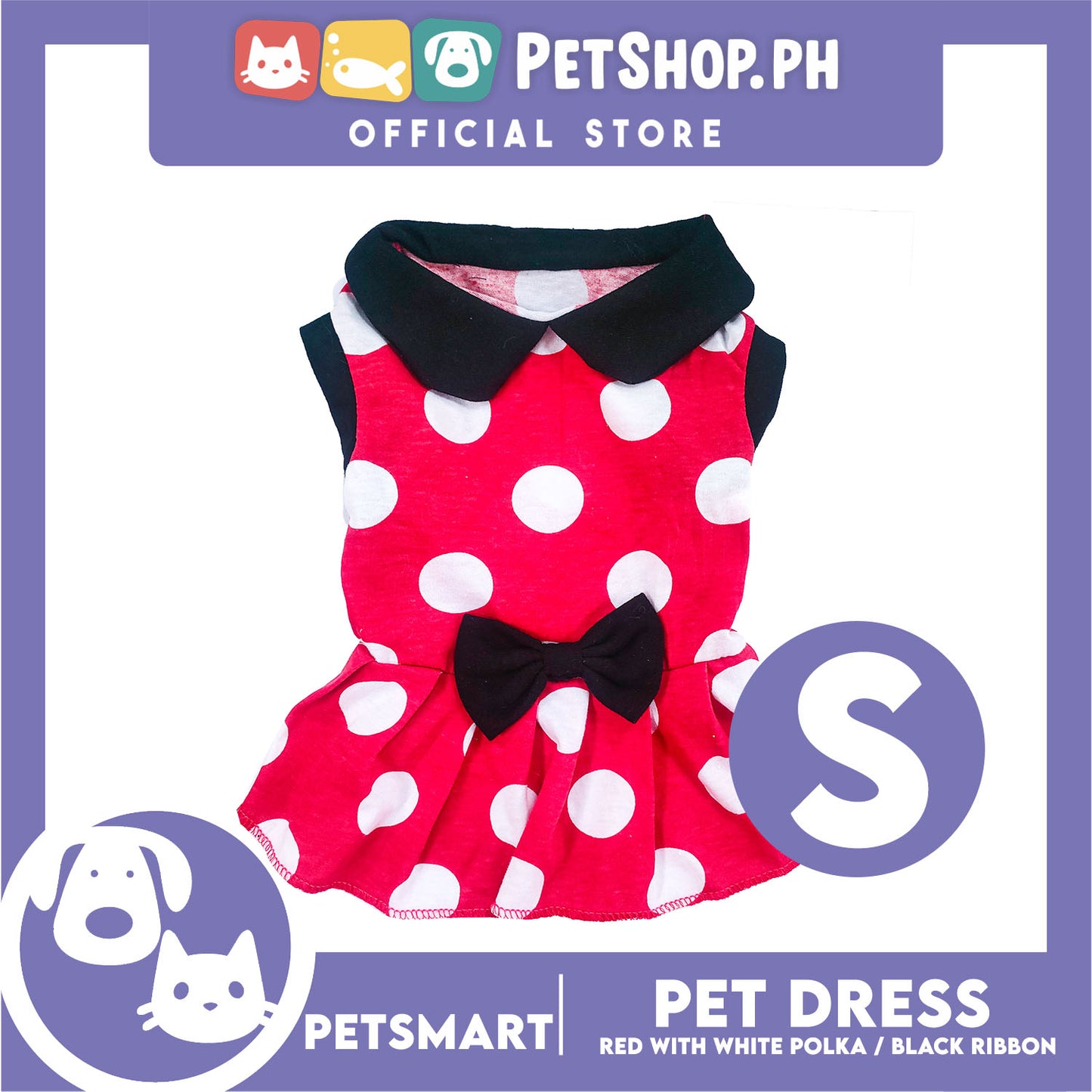 Pet Dress Red with White Polka and Ribbon Design DG-CTN152S (Small) Perfect Fit For Dogs And Cats