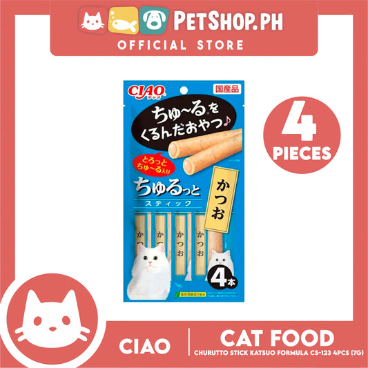 Ciao Churutto Stick Katsuo Formula (CS-123) with Added Vitamin and Green Tea Extract Cat Wet Treats 7g x 4pcs