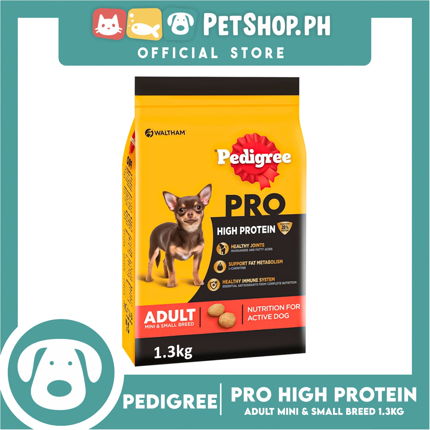 Pedigree Pro Adult Mini and Small Breed 1.3kg Dry Food for Adult Dogs
