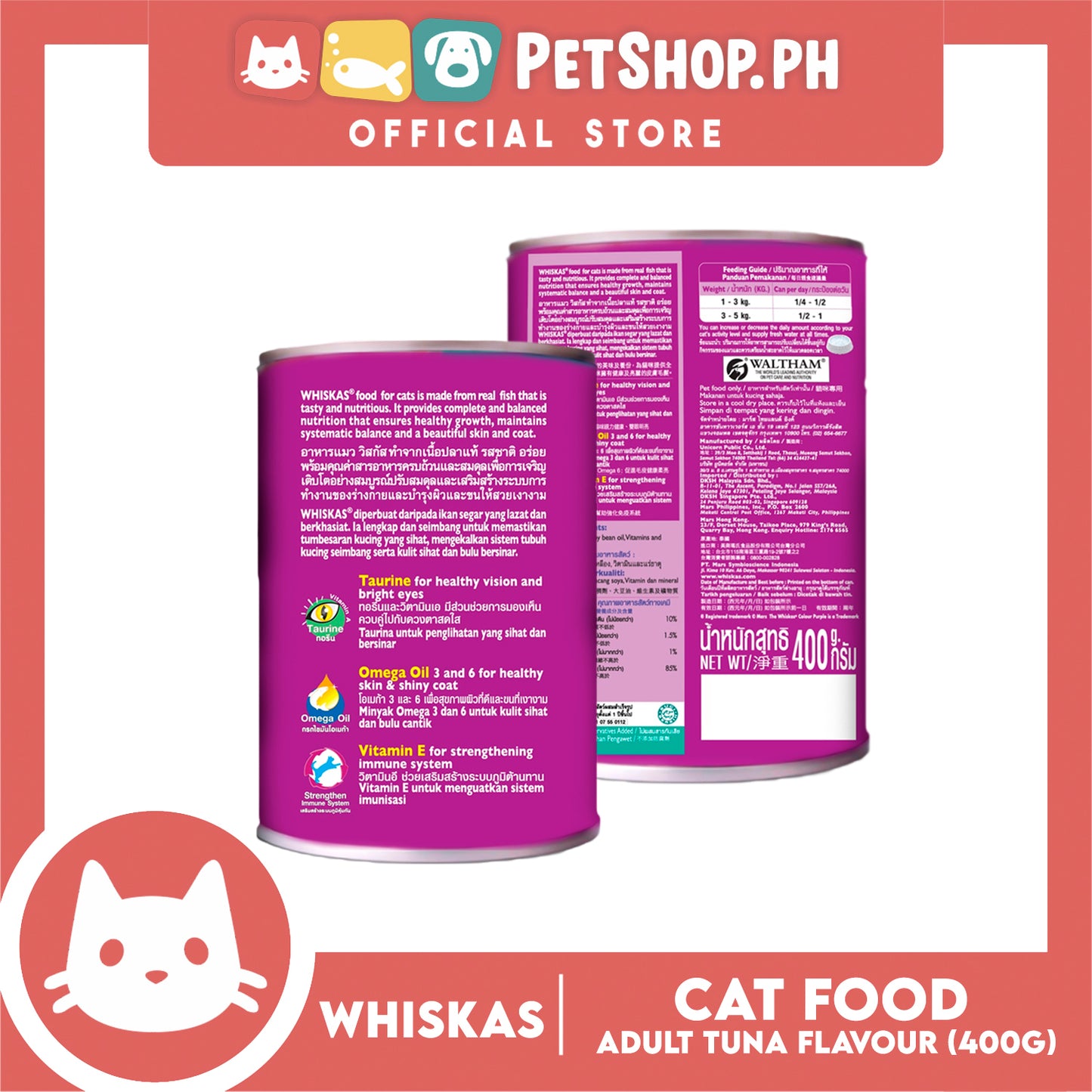 Whiskas Adult Can Tuna 400g Cat Wet Food