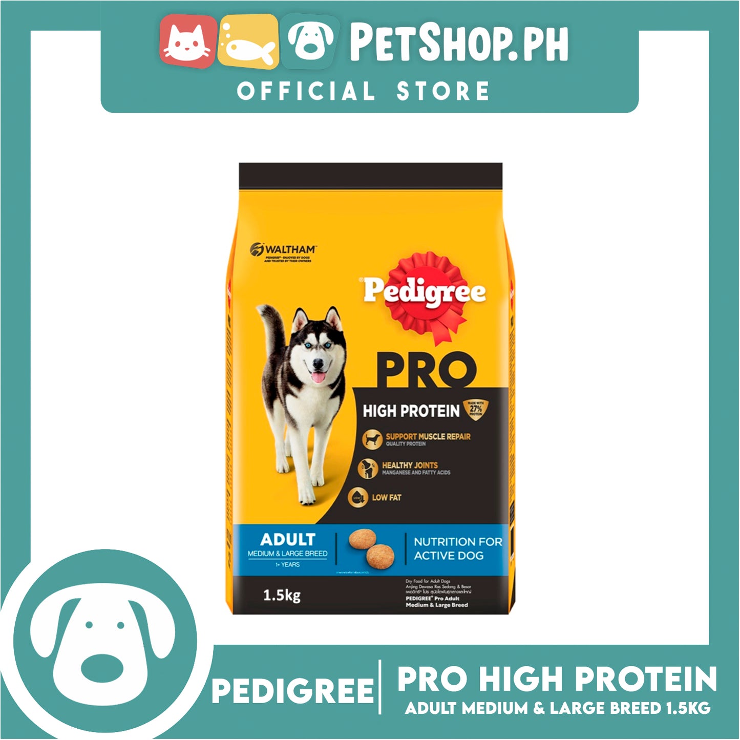Pedigree Pro Adult Medium and Large Breed 1.5kg Dry Food for Adult Dogs