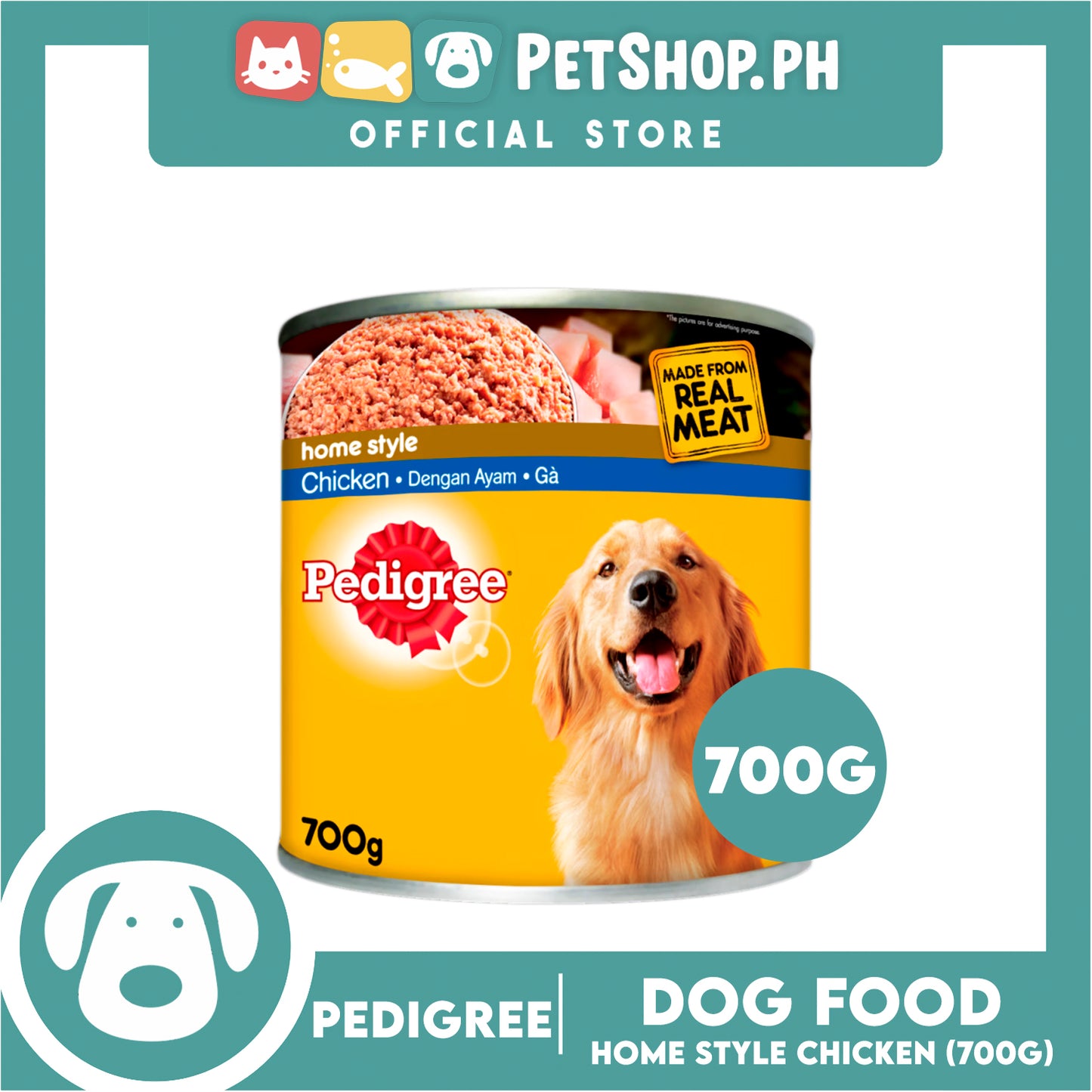 Pedigree Home Style Chicken 700g Made From Real Meat, Canned Dog Food