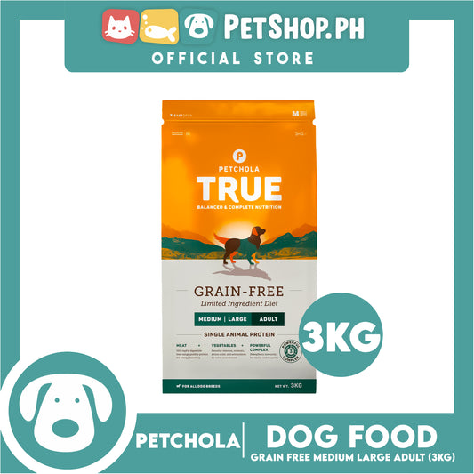 Petchola True Balanced and Complete Nutrition, Grain-Free Medium Large Adult 3kg Dry Dog Food