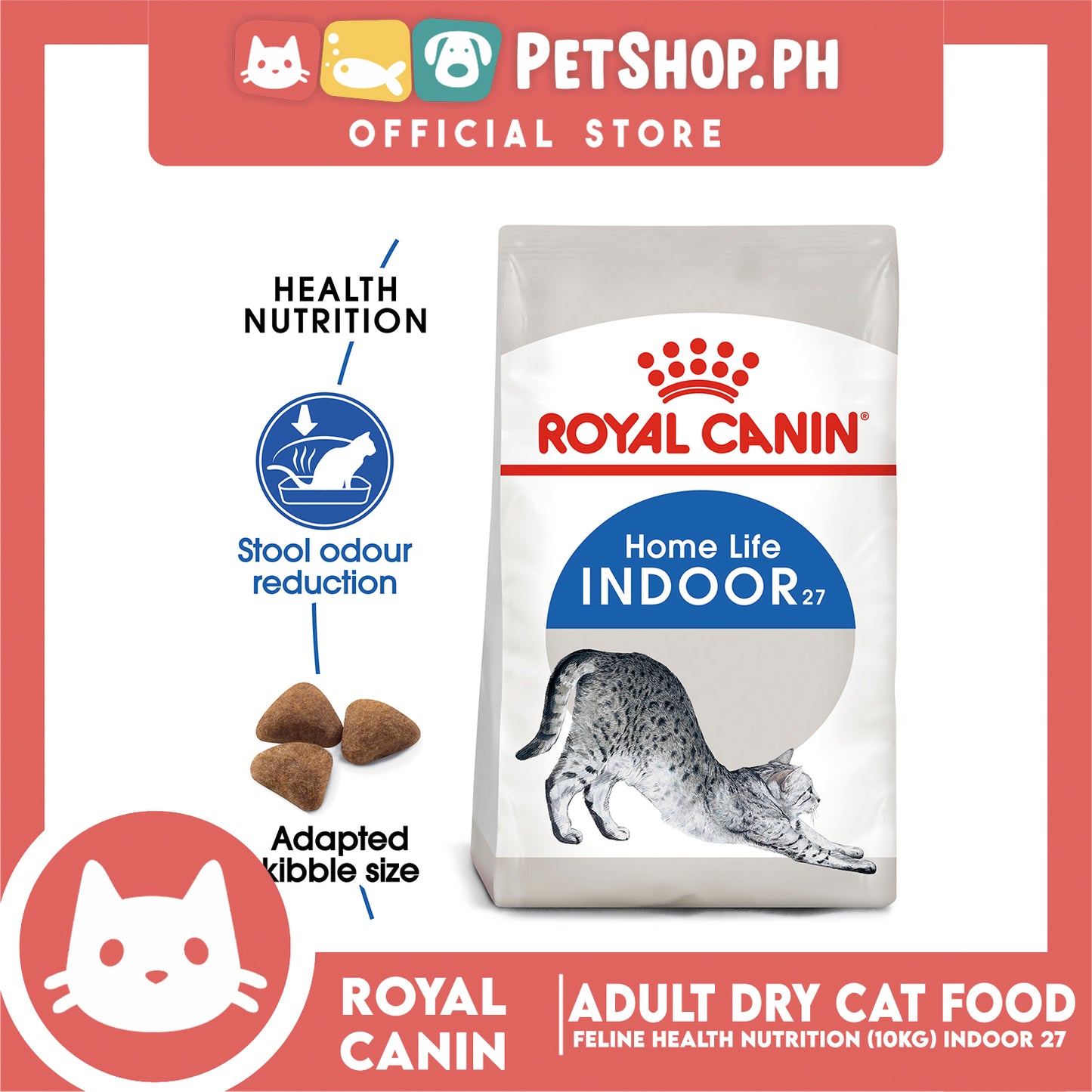 Royal Canin Indoor 27 (10kg) Adult Dry Cat Food - Feline Health Nutrition