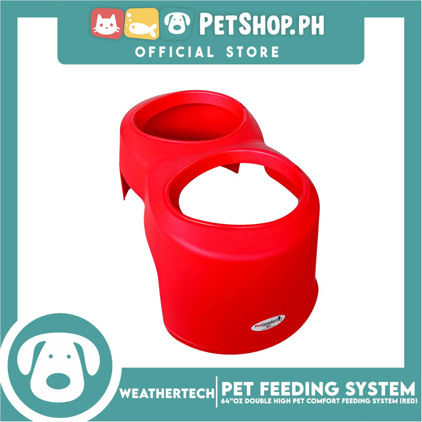 Weather Tech, Double High Pet Comfort Feeding System 64oz (Red) DHC6410RD Elevated Dog Bowls or Cat Bowls to Enhance Mealtime