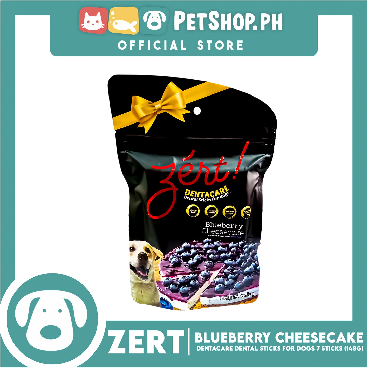 Zert Denta Care Blueberry Cheesecake Dental Sticks for Dogs 148g (7 Sticks)