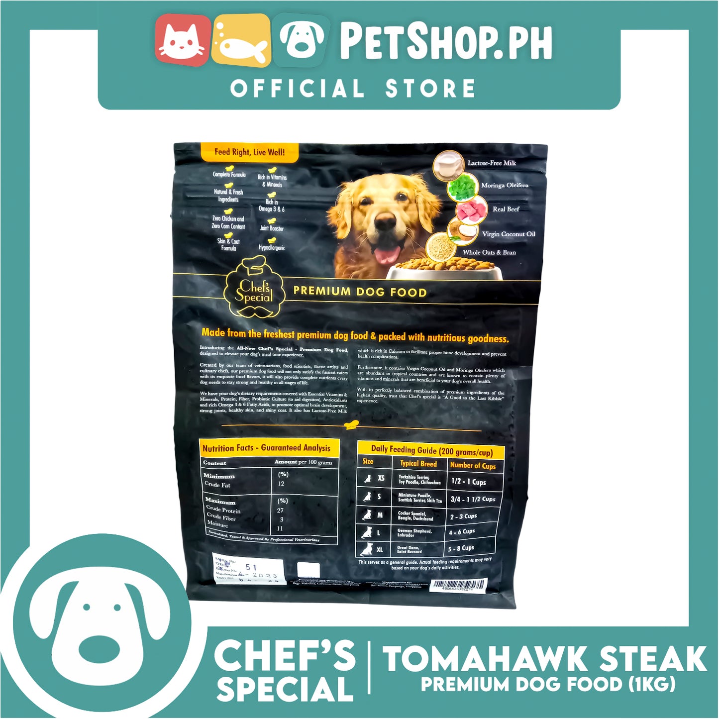 Chef's Special Premium Dog Food Tomahawk Steak 1kg (Adult)