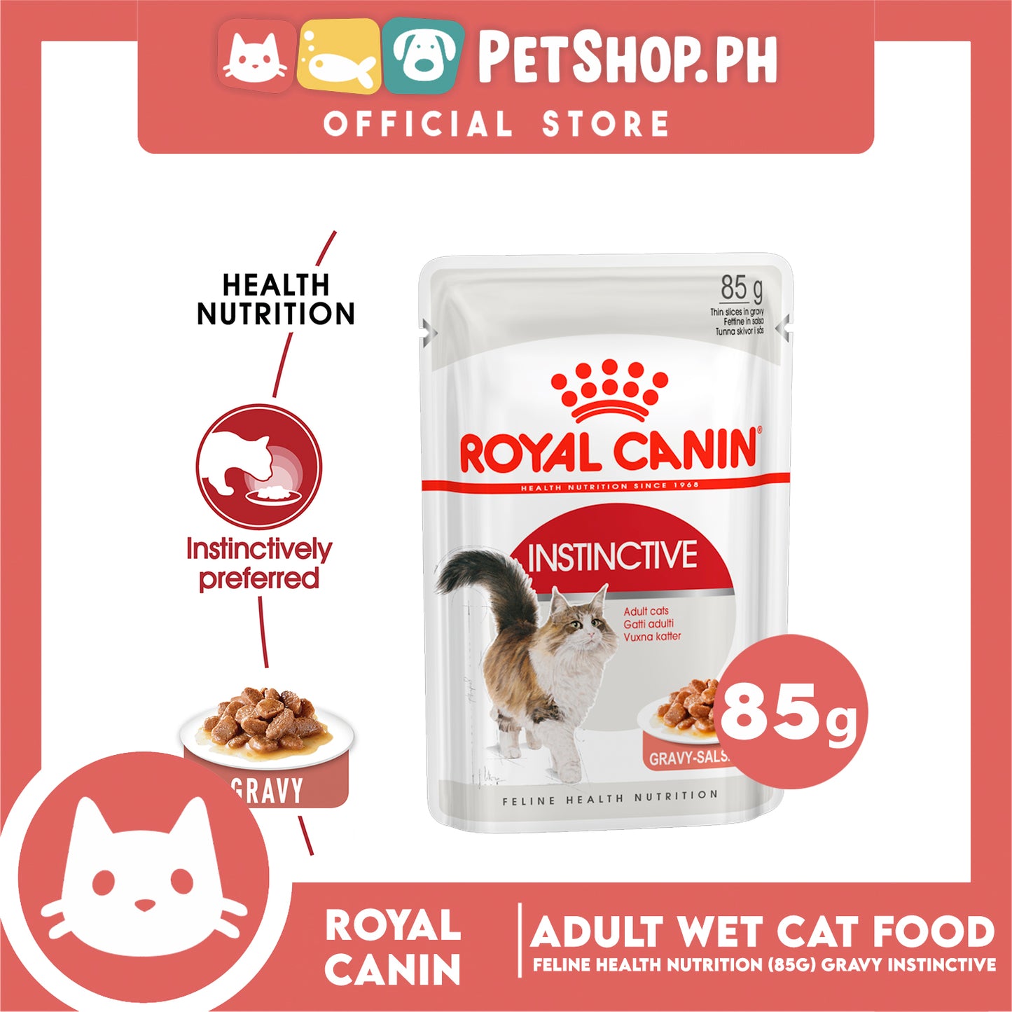 Royal Canin Instinctive Gravy (85g) Adult Wet Cat Food - Feline Health Nutrition