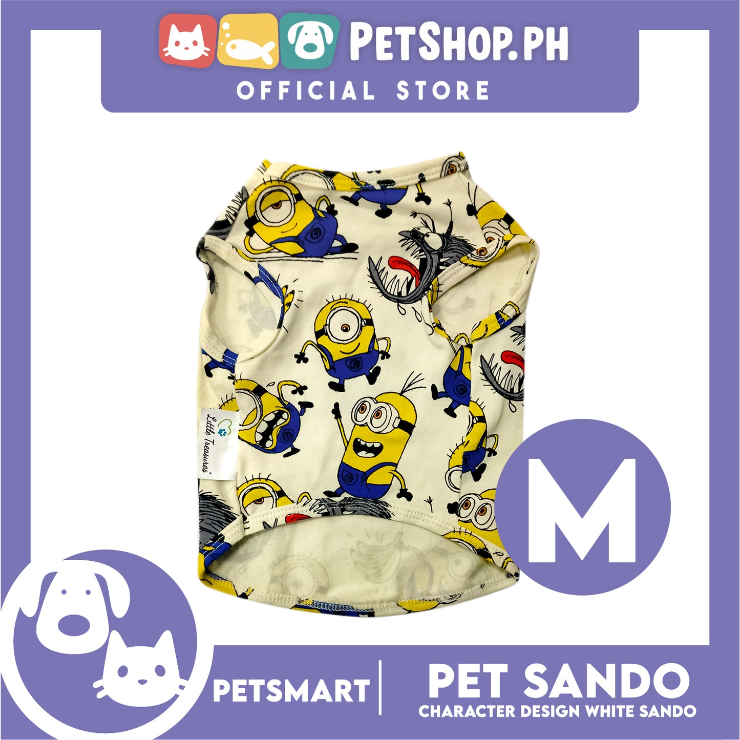 Pet Sando Character Design, White Color (Medium) Perfect Fit for Dogs and Cats