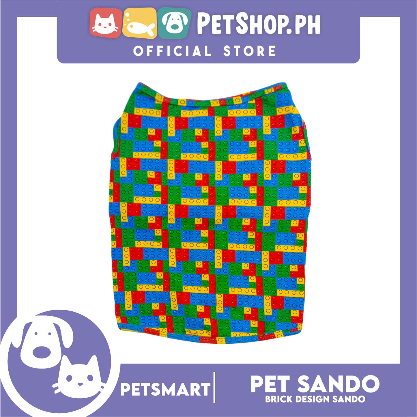 Pet Sando Brick Design, Piping Sando (XL) Perfect Fit for Dogs and Cats