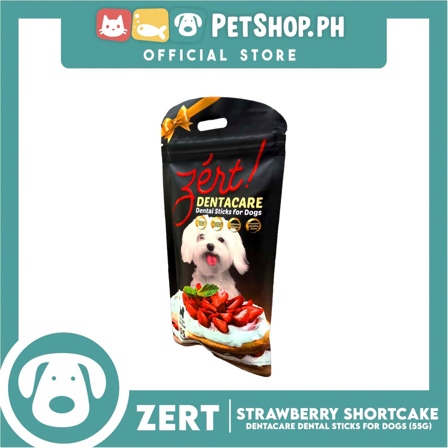 Zert Dentacare Dental Stick for Dogs 55g (Strawberry Shortcake)