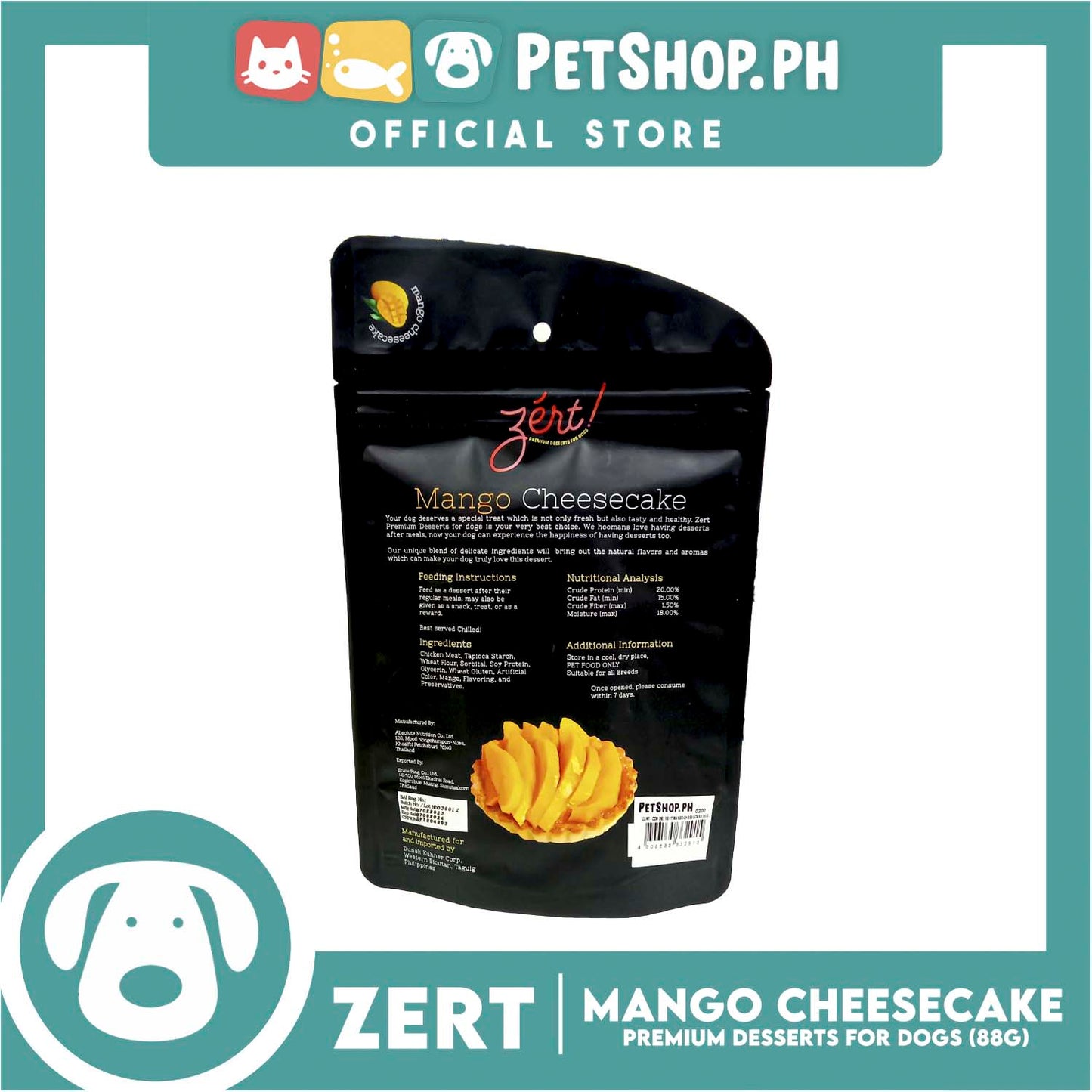 Zert Premium Desserts for Dogs 88g (Mango Cheesecake)