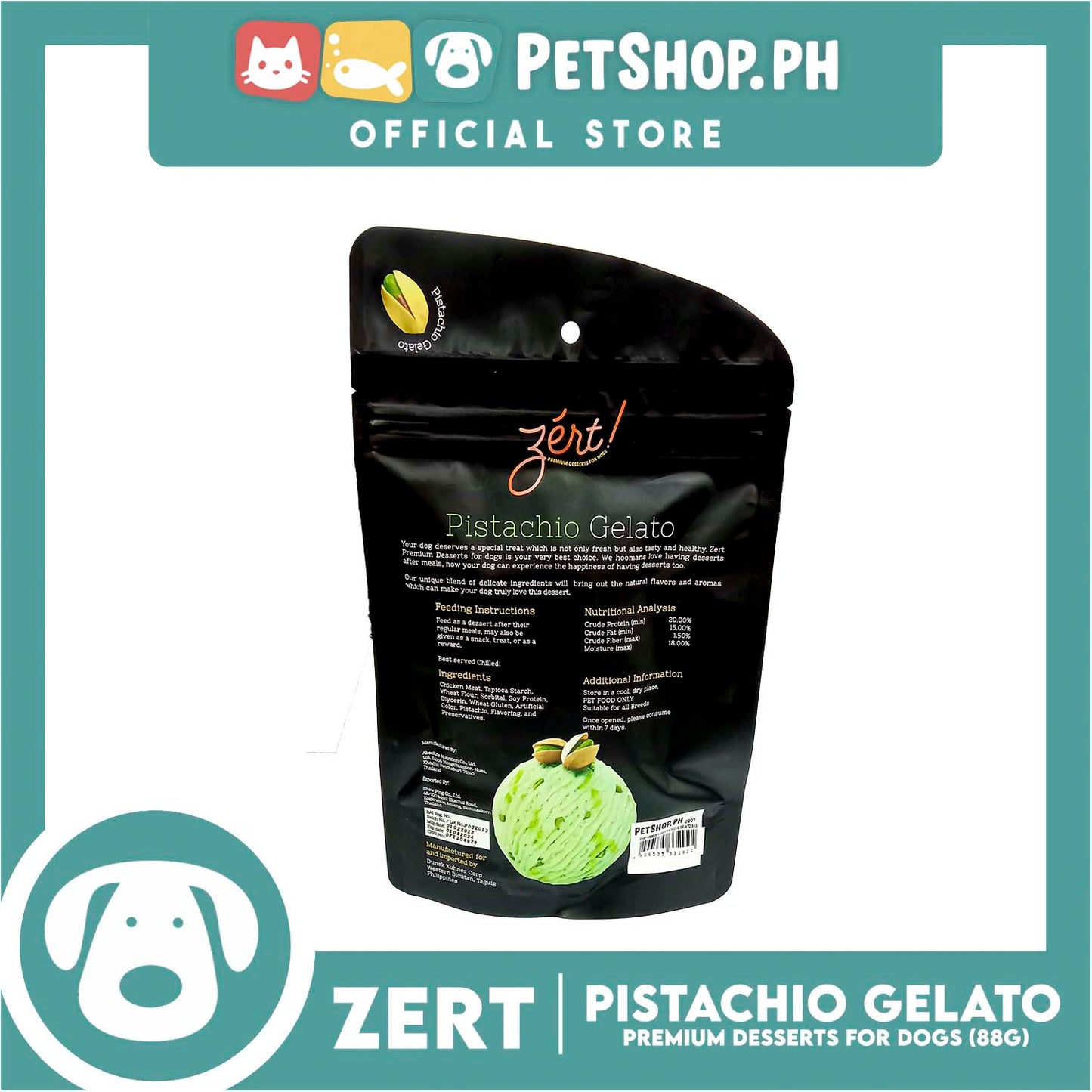 Zert Premium Desserts for Dogs 88g (Pistachio Gelato)