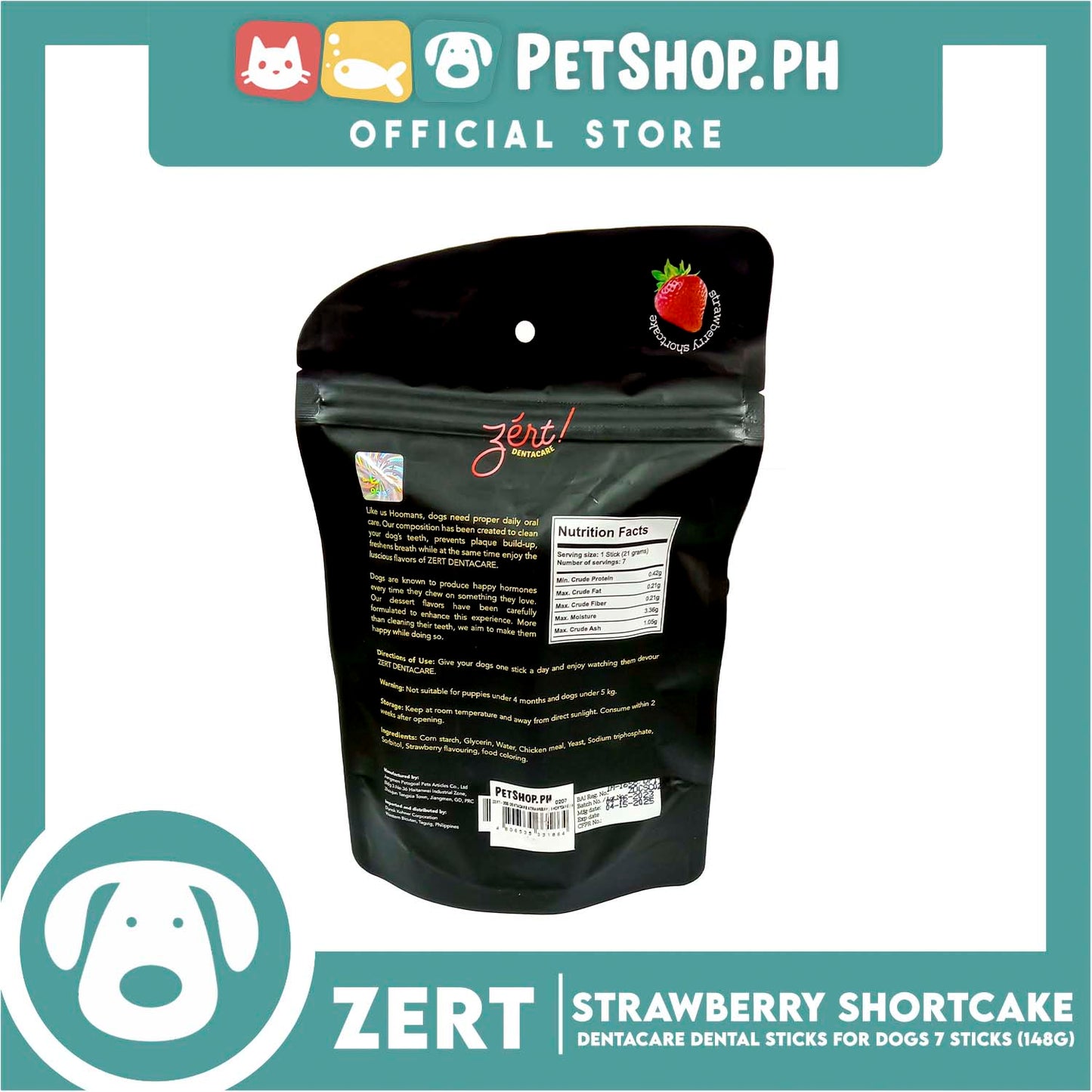 Zert Dentacare Dental Stick for Dogs 148g (Strawberry Shortcake)