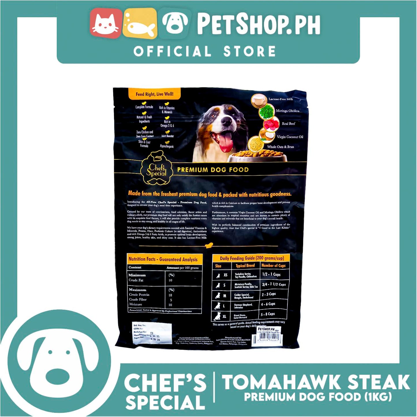 Chef's Special Premium Dog Food Tomahawk Steak 1kg (Senior)